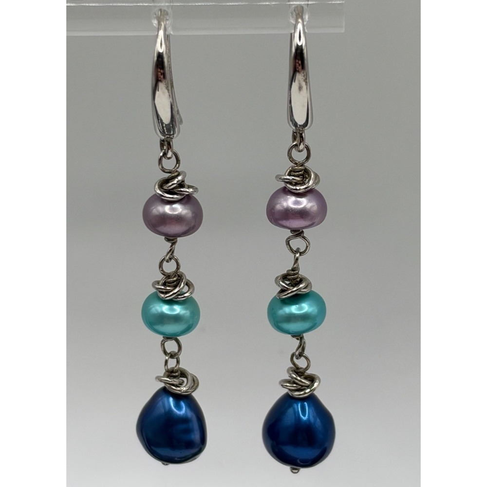 Honora Sterling Silver Earrings Multicolor Cultured Pearl Dangle
